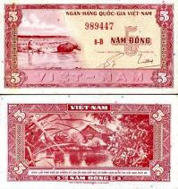 *5 Dong Južný Vietnam 1955 P13a UNC - Kliknutím na obrázok zatvorte -